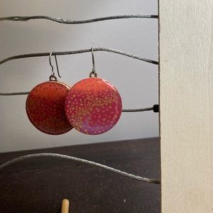 Pink, gold flecked earrings